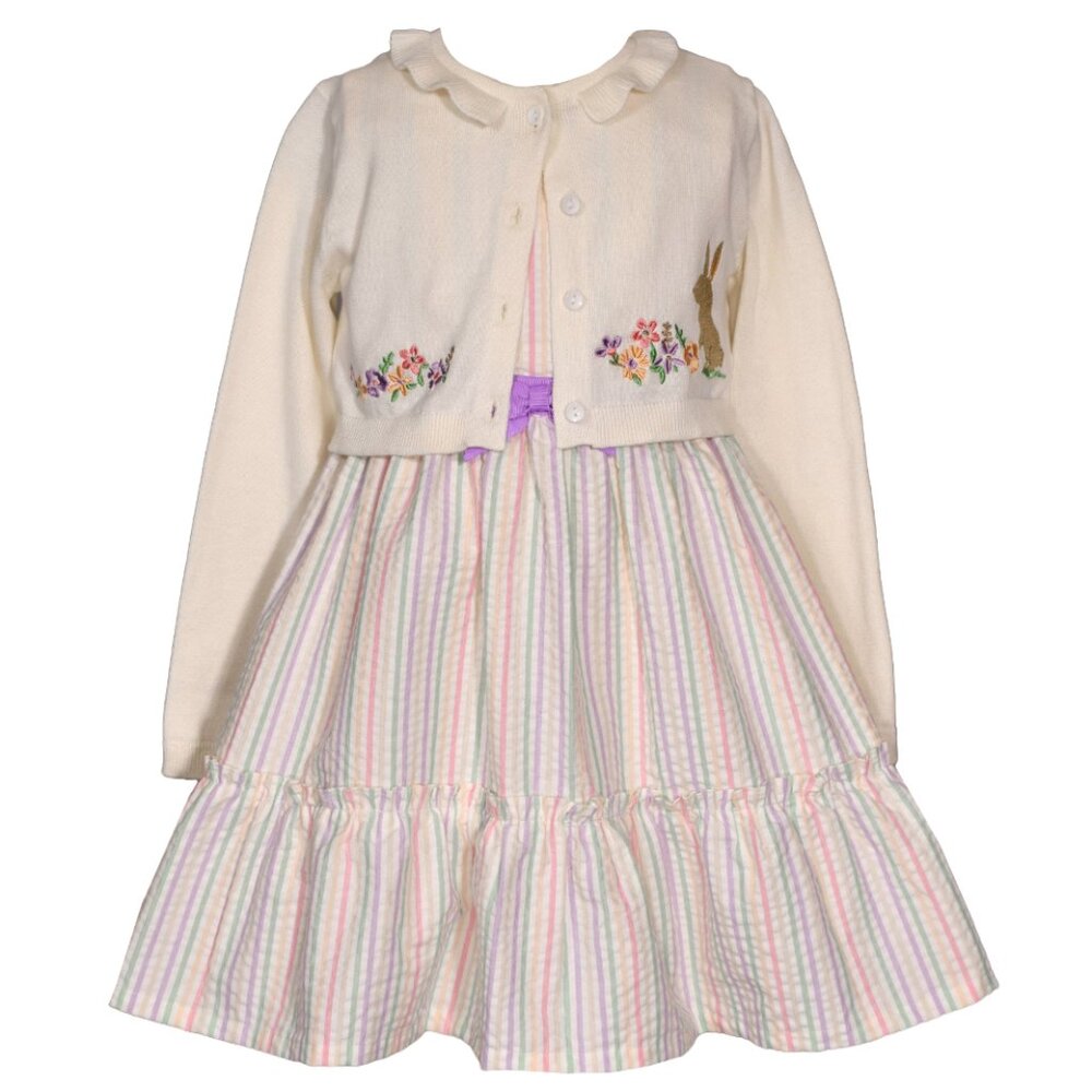 NEW Bonnie Jean Girls Size 3M-6X Easter Bunny Sweater Dress Set
